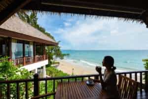 Beachfront villa with ocean view, perfect for relaxing and enjoying the Thai seaside lifestyle.